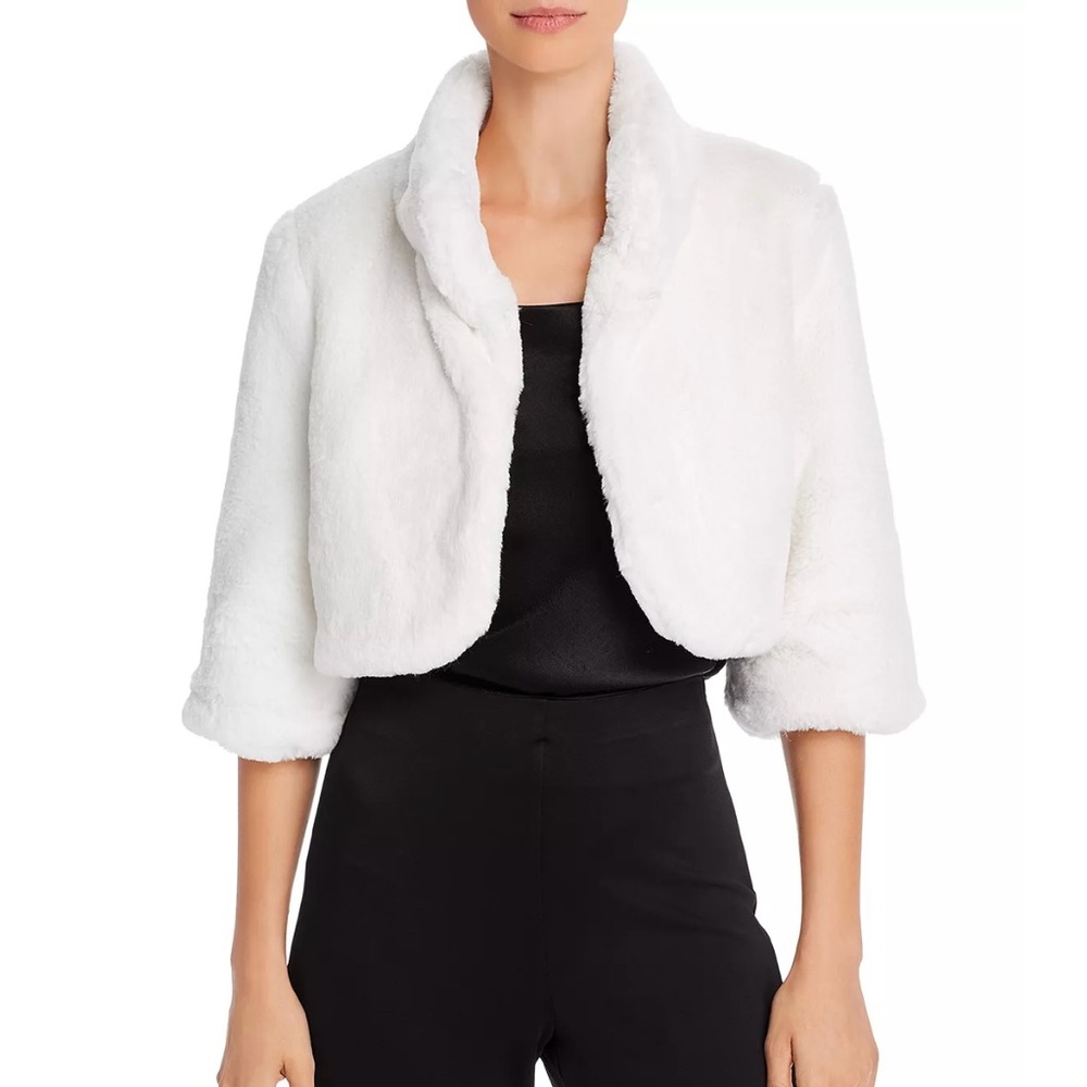 NWOT White Faux Fur Shrug